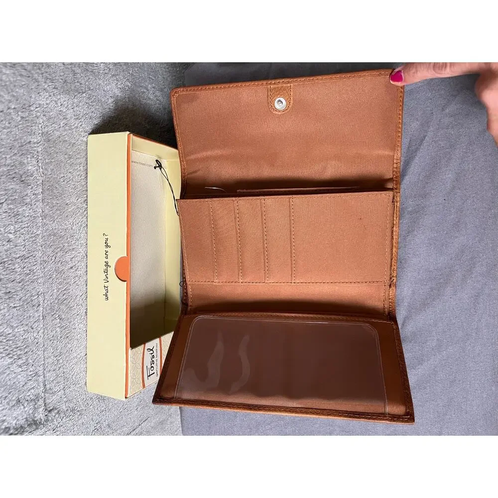 Vintage Fossil Leather Colorblock Patchwork Wallet Rainbow Boho Indie Artisan